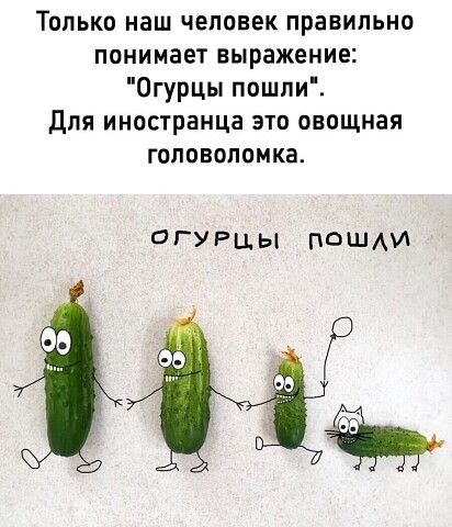 Только наш человек правильно понимает выражение Огурцы пошпи Для иностранца это овощная головоломка ОГУРЦЬЦ ПОШАИ