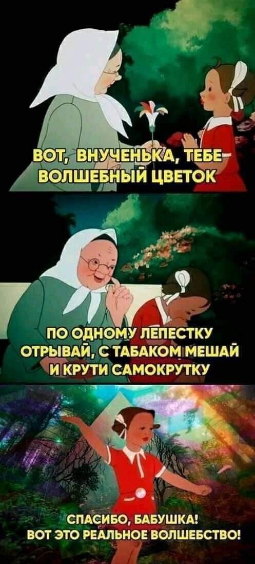 ПО ОДНОМ У ЛЕПЕСТКУ ОТРЬВАЙ ТС ТАБАКОМ МЕШАЙ ЙГКРУТИ САМОКРУТКУ спдсзйво БАБУШКА вот это пыльное вопшввствог