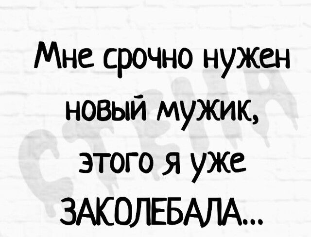 Мне срочно нужен новый мужик этого я уже ЗАКОЛЕБАЛА