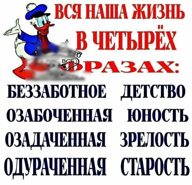 Ёі БЕЗЗАБОТНОЕ дитство 03АБ0ЧЕШ1АЯ юность ОЗАДАЧЕННАЯ ЗРЕЛОСТЬ ОДУРАЧЕННАЯ СТАРОСТ Ь