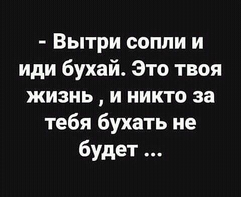Вытри сопли и иди бухай Это твоя жизнь и никто за тебя бухать не будет
