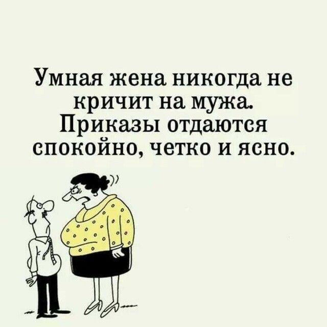 Умная жена никогда не кричит на мужа Приказы отдаются спокойно четко и ясно