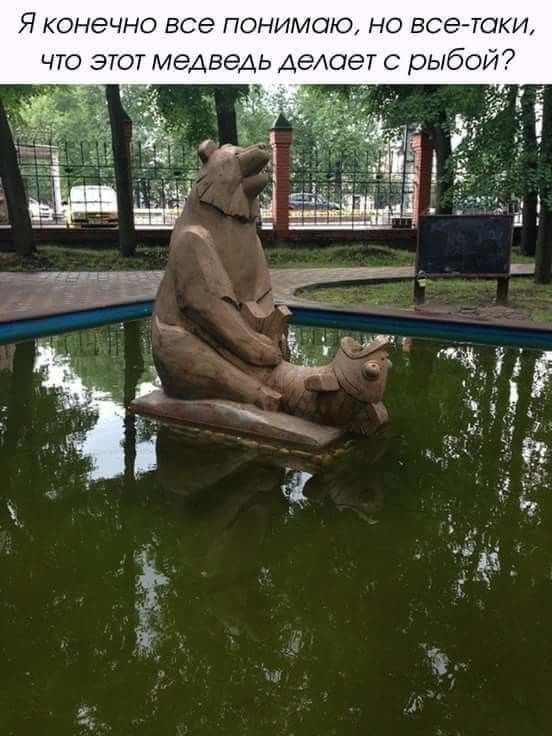 Я конечно все понимаю но все таки что этот медведь делает с рыбой