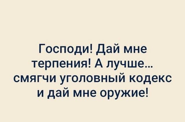 Господи Дай мне терпения А лучше смягчи уголовный кодекс и дай мне оружие
