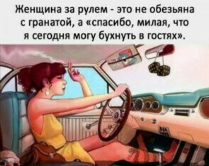 Женщина за рулем это не обезьяна гранатой а спасибо милая что я сегодня могу бухнуть в гостин