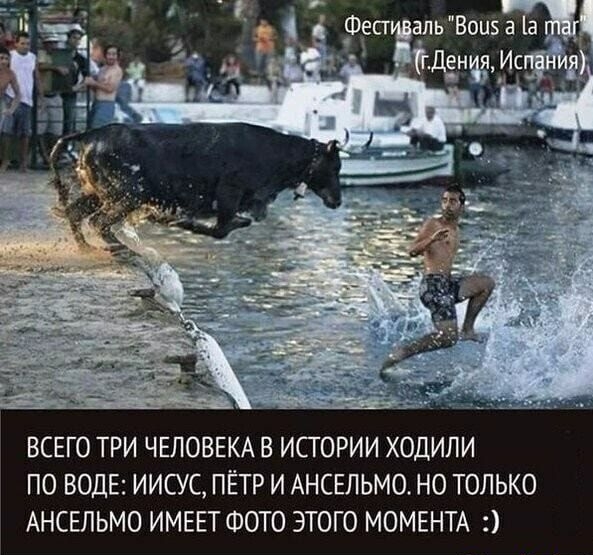 Фест альВоиэа ВСЕГО ТРИ ЧЕЛОВЕКА В ИСТОРИИ ХОДИЛИ ПО ВОДЕ ИИСУС ПЁТР И АНСЕЛЬМО НО ТОЛЬКО АНСЕПЬМО ИМЕЕТ ФОТО ЭТОГО МОМЕНТА