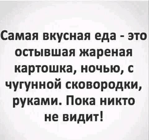 Самая вкусная еда это остывшая жареная картошка ночью с чугунной сковородки руками Пока никто не видит