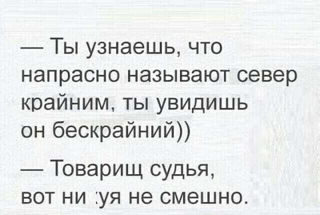 Ты узнаешь что напрасно называют север крайним ты увидишь он бескрайний Товарищ судья вот ни уя не смешно