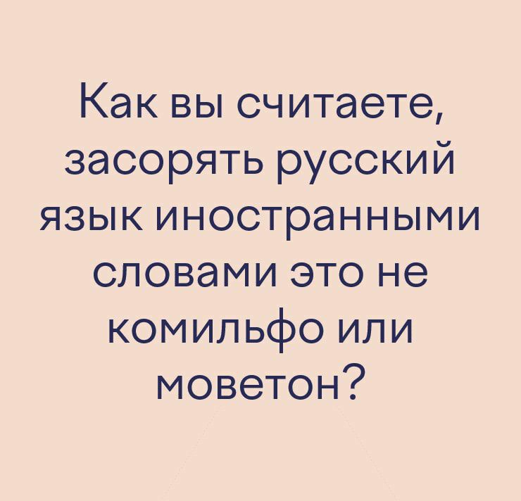 Как вы считаете засорять русский язык иностранными словами это не комипьфо или моветон