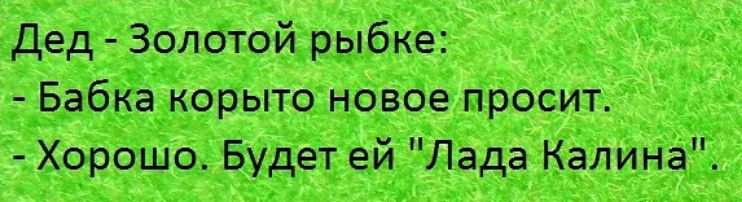 Дед Золотой рыбке Бабка корыто новое просит Хорошо Будет ей Лада Калина