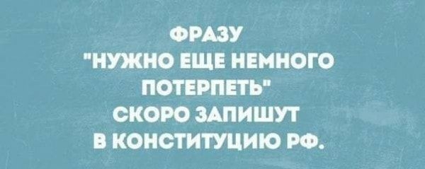 ФРАЗУ НУЖНО ЕЩЕ НЕМНОГО ПОТЕРПЕТЪ СКОРО ЗАПИШУТ В КОНСТИТУЦЩО РФ
