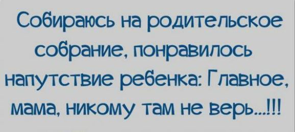 Собираюсь на родительское собрание понравилось напутствие ребенка Главное мама никому там не верь