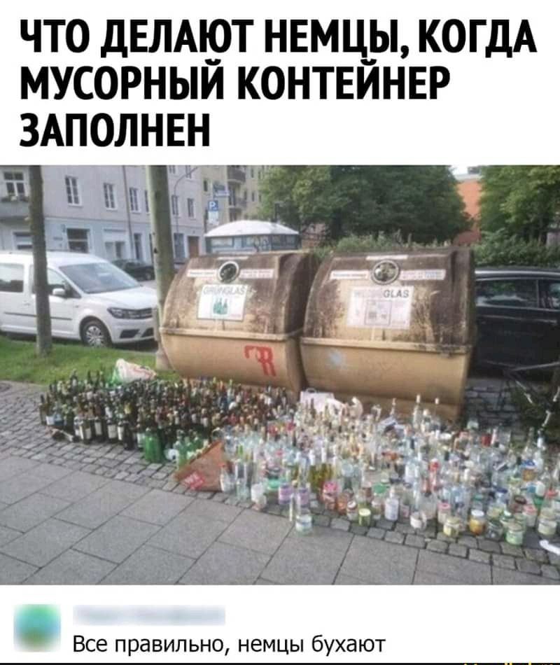 ЧТО дЕЛА9Т НЕМЦ__Ы КОГДА МУСОРНЫИ КОНТЕИНЕР ЗАПОЛНЕН 11 Все правильно немцы бухают