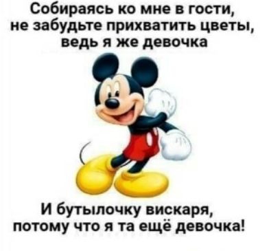 Сибираясь ко мне в гости не забудьте прихватить цветы ведь я же девочка И бутылочку ниекаря потому что и та ещё девочка