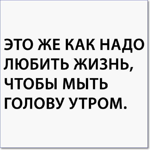 ЭТО ЖЕ КАК НАДО ЛЮБИТЬ ЖИЗНЬ ЧТОБЫ МЫТЬ ГОЛОВУ УТРОМ