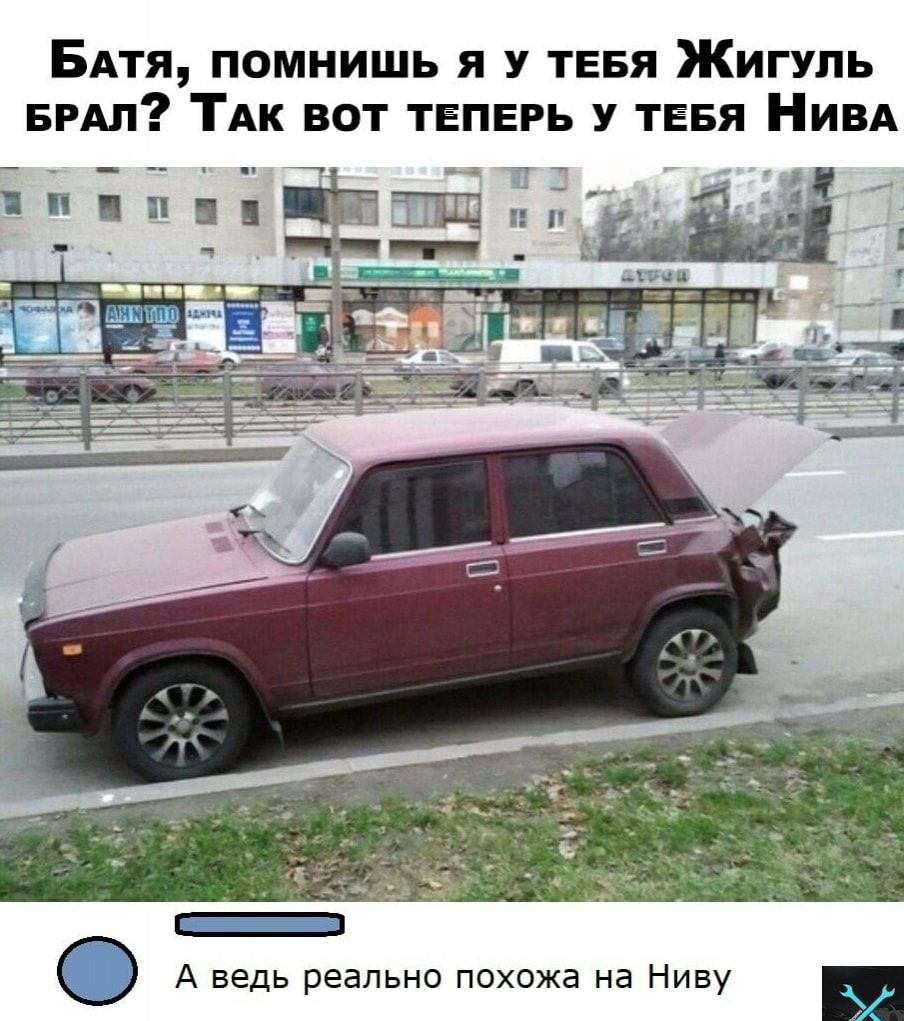 БАтя помнишь я У ТЕБЯ Жигуль БРАл ТАк вот ТЕПЕРЬ У ТЕБя НИВА О А ведь реально похожа на Ниву