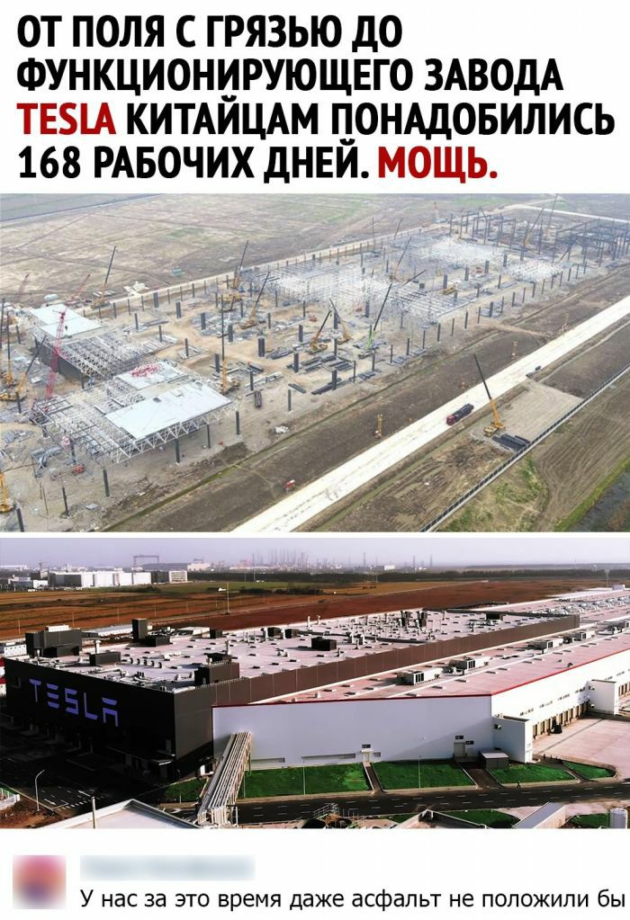 ОТ ПОЛЯ С ГРЯЗЫО дО ФУНКЦИОНИРУЮЩЕГО ЗАВОДА ТЁЁЗЩ КИТАЙЦАМ ПОНАДОБИЛИСЬ 168 РАБОЧИХ дНЕЙЛФ У нас за это время даже асфальт не положили бы