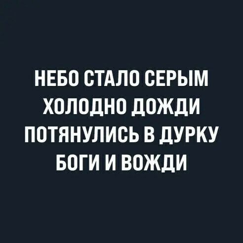 НЕБО СТАЛО ОЕРЫМ ХОЛОдНО дОЖдИ ПОТЯНУЛИОЬ В ДУРКУ БОГИ И ВОЖДИ