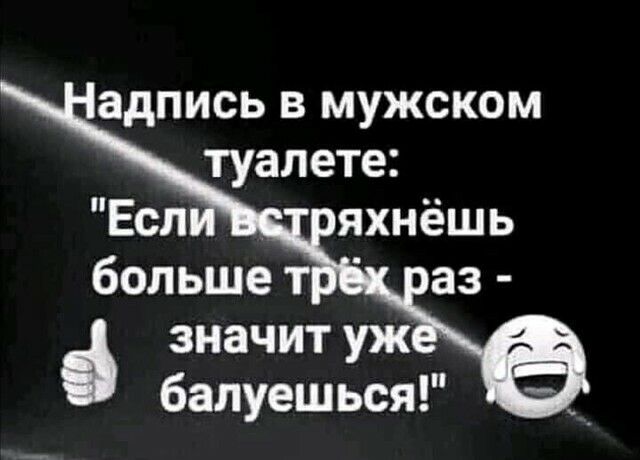 адпись в мужском туалете балуешься