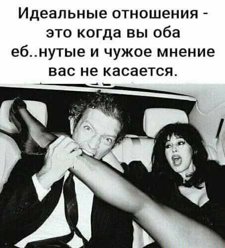 Идеальные ОТНОШЕНИЯ ЭТО когда ВЫ Оба ебнутые И чужое мнение ВЭС не касается