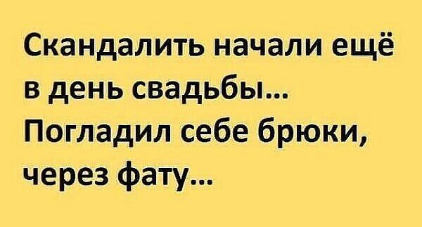 Скандалить начали ещё в день свадьбы Погладил себе брюки через фату