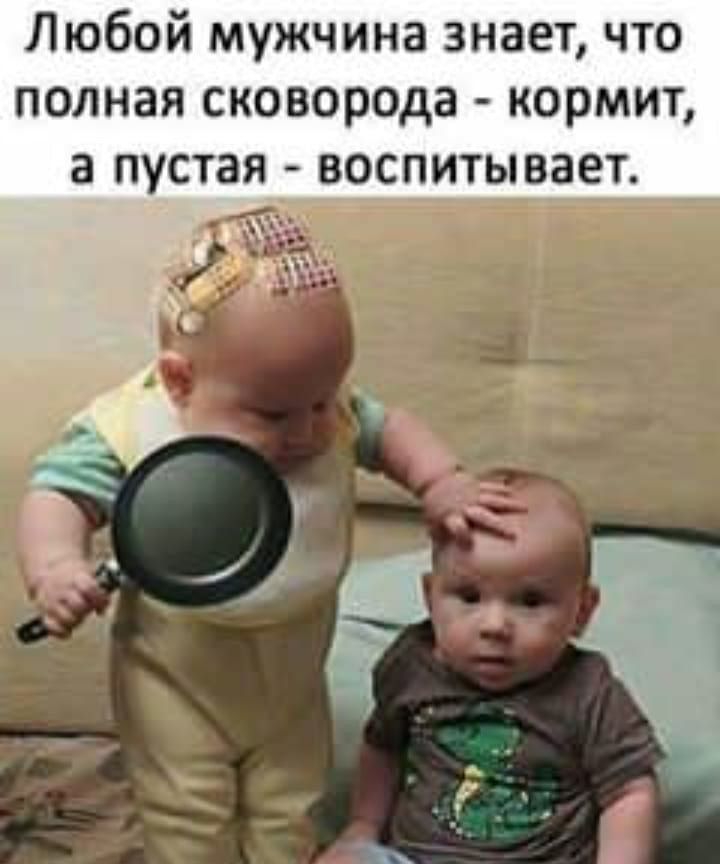 Любой мужчина знает что полная сковорода кормит а пустая воспитывает