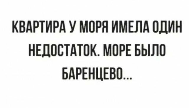 КВАРТИРА У МОРЯ ИМЕЛА ОДИН НЕДПСТАТОК МОРЕ БЫЛО БАРЕНЦЕВО