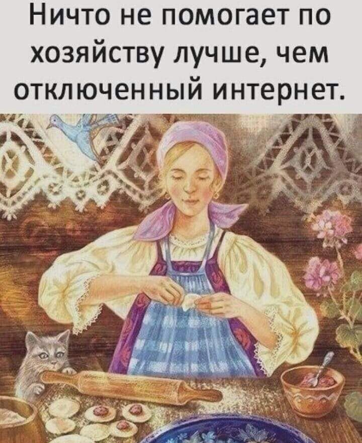 Ничто не помогает по хозяйству лучше чем отключенный интернет Эйдж ютчзр ъ ь в
