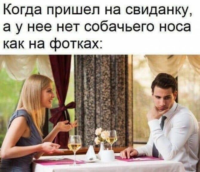 Когда пришел на свиданку а у нее нет собачьего носа как на фотках