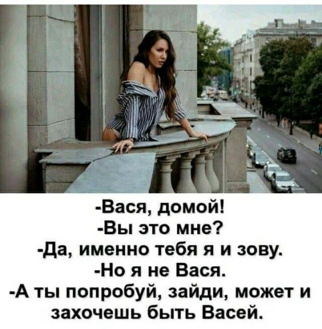 Вася домой Вы это мне да именно тебя я и зову Но я не Вася А ты попробуй зайди может и захочешь быть Васей