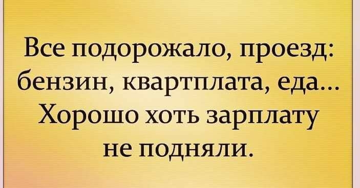 Все подорожало проезд бензин квартплата еда Хорошо хоть зарплату не подняли