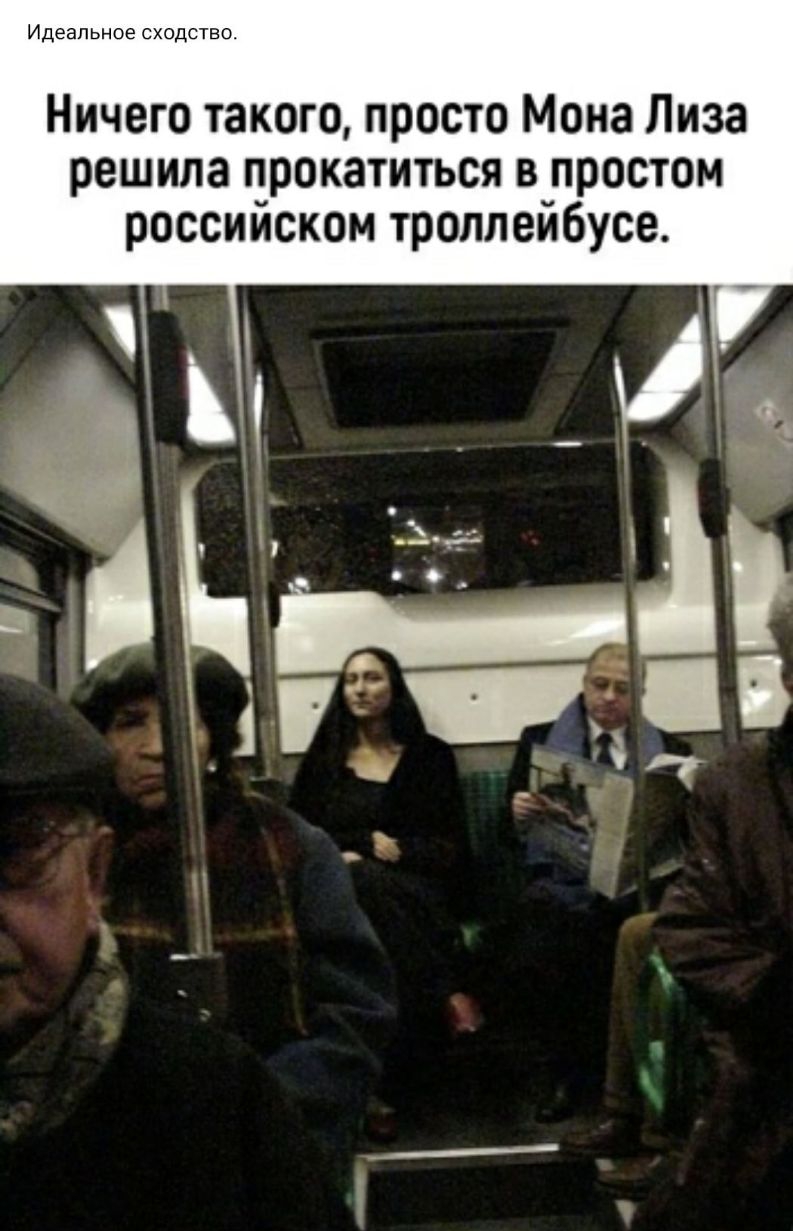 Идеальное сходство Ничего такого просто Мона Лиза решила прокатиться в простом российском троллейбусе