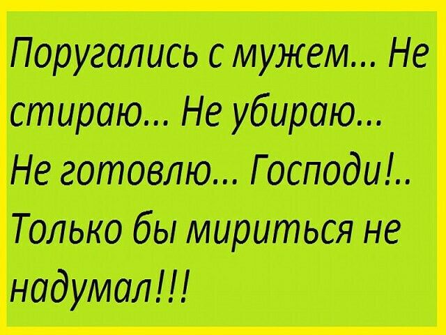 Поругались мужем Не стираю Не убираю Не готовлю Господи Только бы мириться не надумал