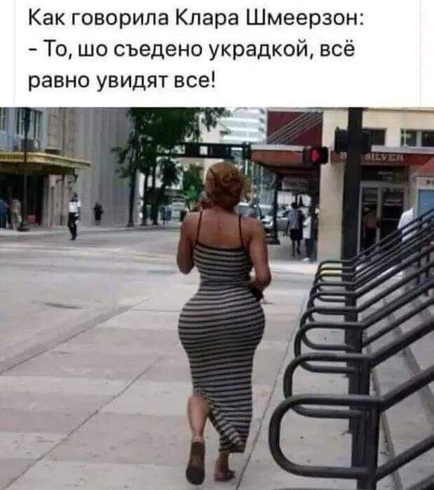 Как говорила Клара Шмеерзон То шо съедено украдкой всё равно увидят все