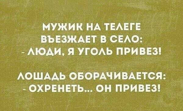 МУЖИК НА ТЕАЕГЕ ВЪЕЗЖАЕТ В СЕАО АЮАИ Я УГОАЬ ПРИВЕЗ АОШААЬ ОБОРАЧИВАЕТСЯ ОХРЕНЕТЬ ОН ПРИВЕЗ