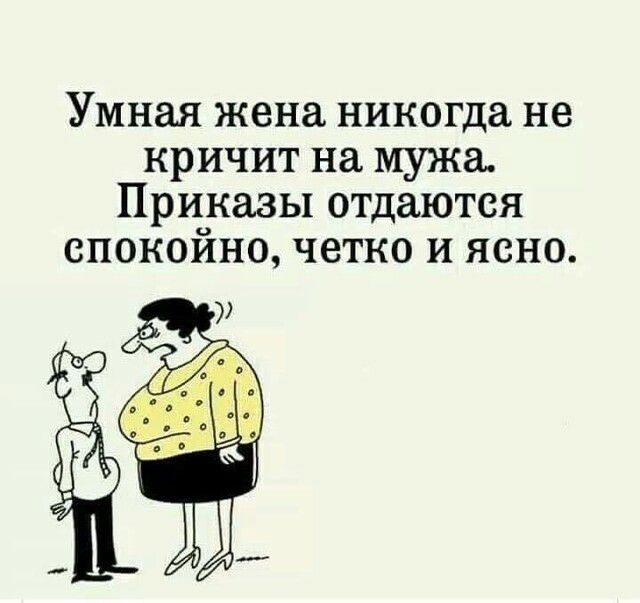 Умная жена никогда не кричит на мужа Приказы отдаются спокойно четко и ясно