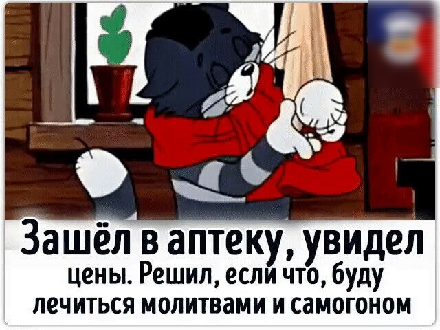 Зашёл в аптеку увидел цены Решил если что буду лечиться молитвами и самогоном
