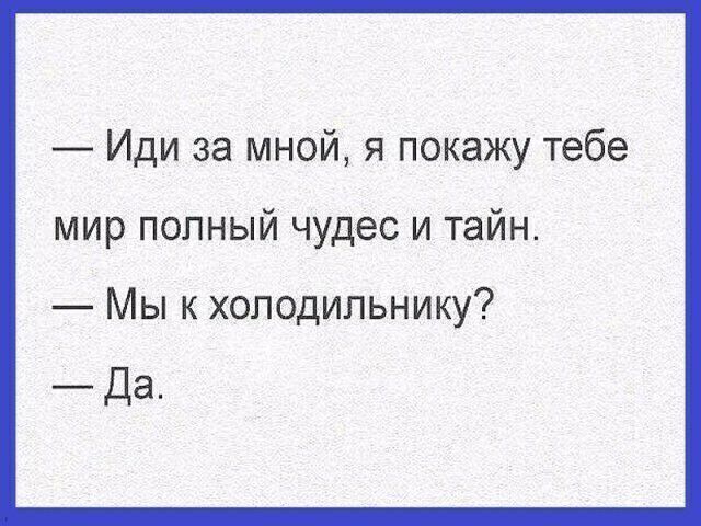 Иди за мной я покажу тебе мир полный чудес и тайн Мы к холодильнику _Да