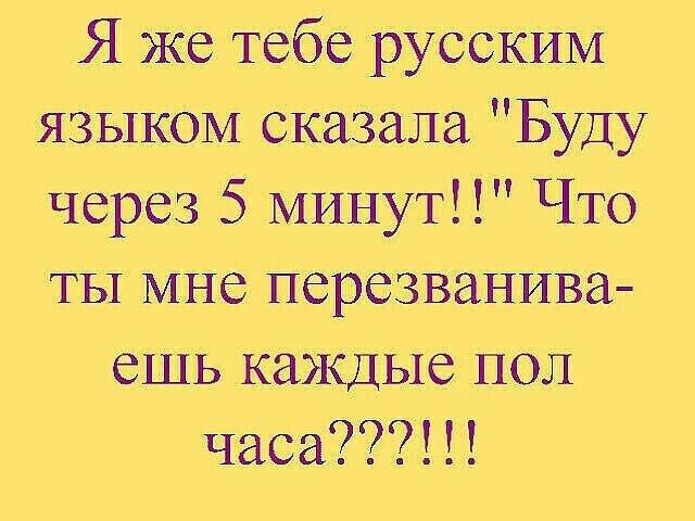 Я же тебе русским языком сказала Буду через 5 минут Что ты мне перезванива ешь каждые пол часа