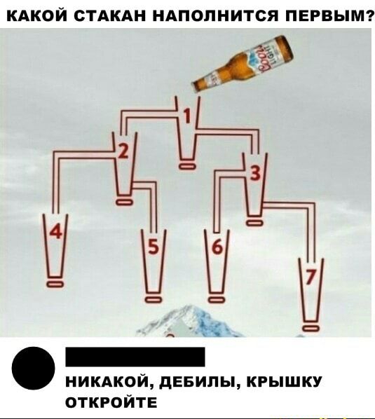 КАКОЙ СТАКАН НАПОПНИТСЯ ПЕРВЫМ ГА ЁЁ Ч _ никдкой лавины крышку ОТКРОЙТЕ