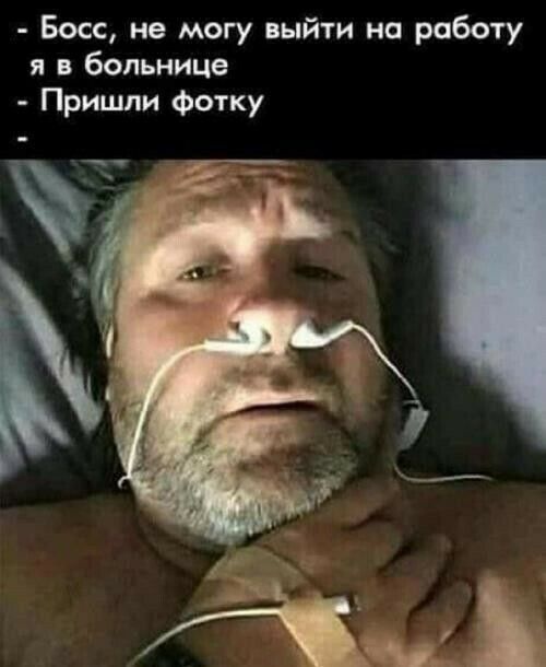 Босс не могу выйти на работу я в больнице Пришли фотку