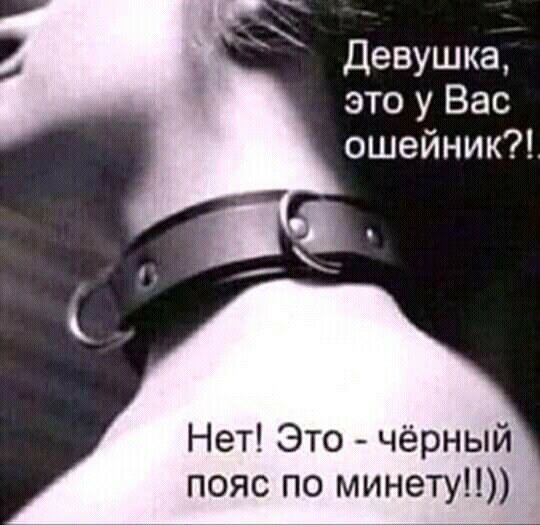 Девушка это у Вас ошейник Нет Это чёрный пояс по минету