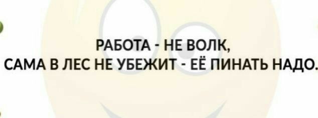 РАБОТА НЕ ВОЛК САМА В ЛЕС НЕ УБЕЖИТ ЕЁ ПИНАТЬ НАДО