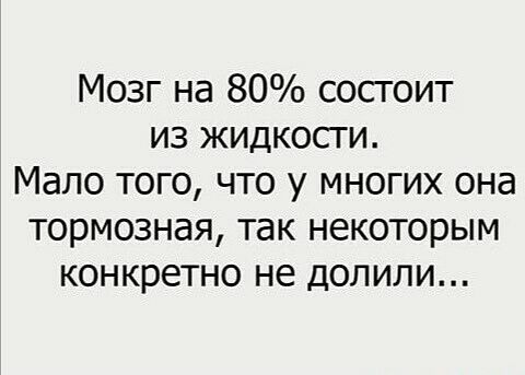 Мозг на 80 сосгоит из жидкосги Мало того что у многих она тормозная так некоторым конкретно не долили