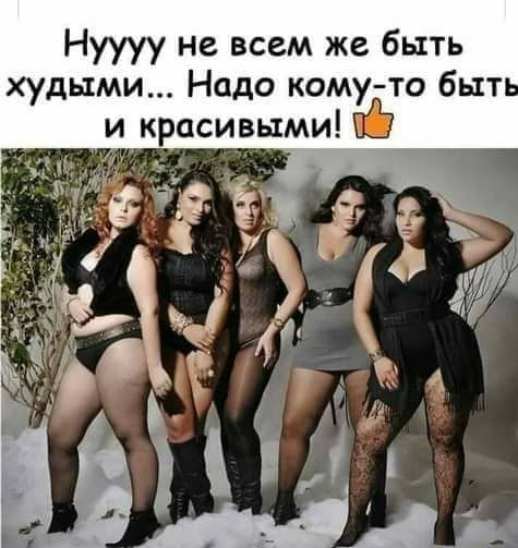 Нуууу не всем же быть худыми Надо кому то быт и красивыми