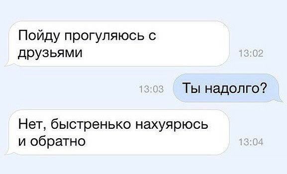 Пойду прогупяюсь с друзьями _ Ты надолго Нет быстренько нахуярюсь и обратно