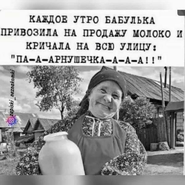 КАЖДОЕ УТРО БАБУЛЬКА ПРИВОЗИЛА НА ПРОДАЖУ МОЛОКО И КРИЧАЛА НА ВСЮ УЛИЦУ ПА А АРНУШЕЧКА ААА