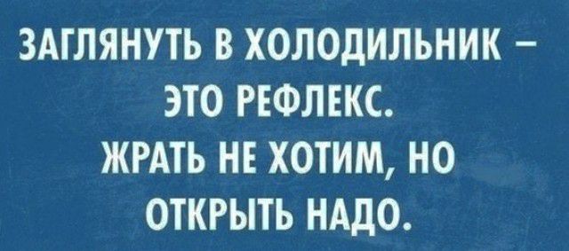 ЗАТЛЯНУТЬ В ХОЛОДИЛЬНИК ЭТО РЕФЛЕКС ЖРАТЬ НЕ ХОТИМ НО ОТКРЫТЬ НАДО