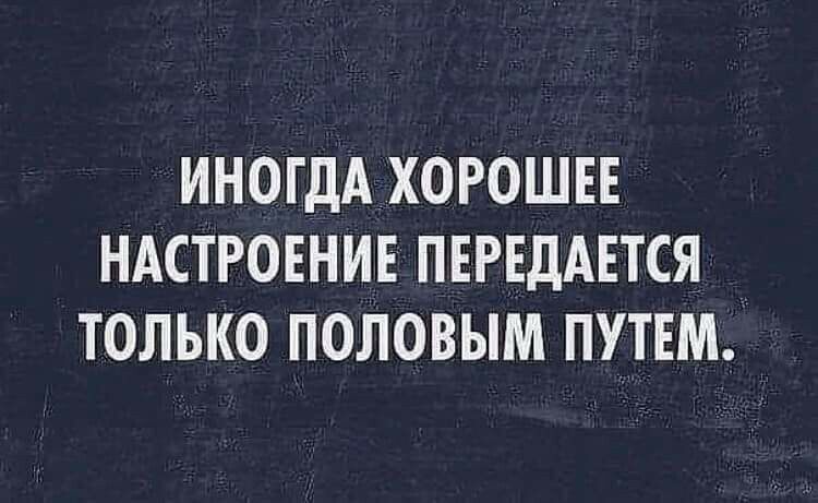 ИНОГДА ХОРОШЕЕ НАСТРОЕНИЕ ПЕРЕДАЕТСЯ ТОЛЬКО ПОЛОВЫМ ПУТЕМ