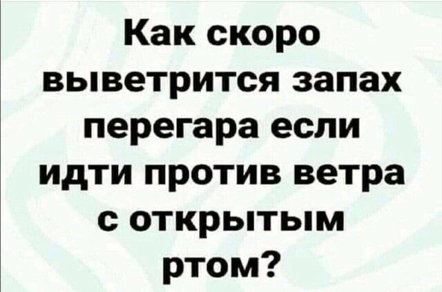 Как скоро выветрится запах перегара если идти против ветра с открытым ртом